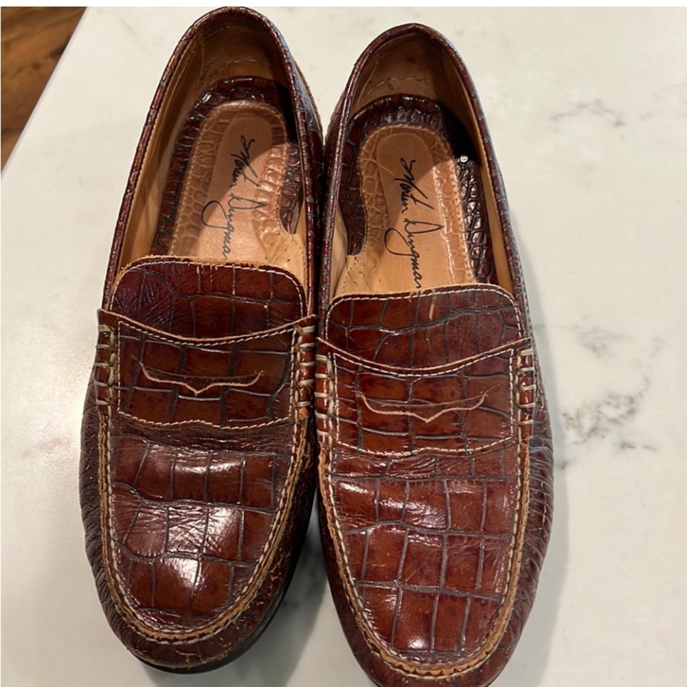 Brown Crocodile Pattern Loafers- Martin Dingman size 10